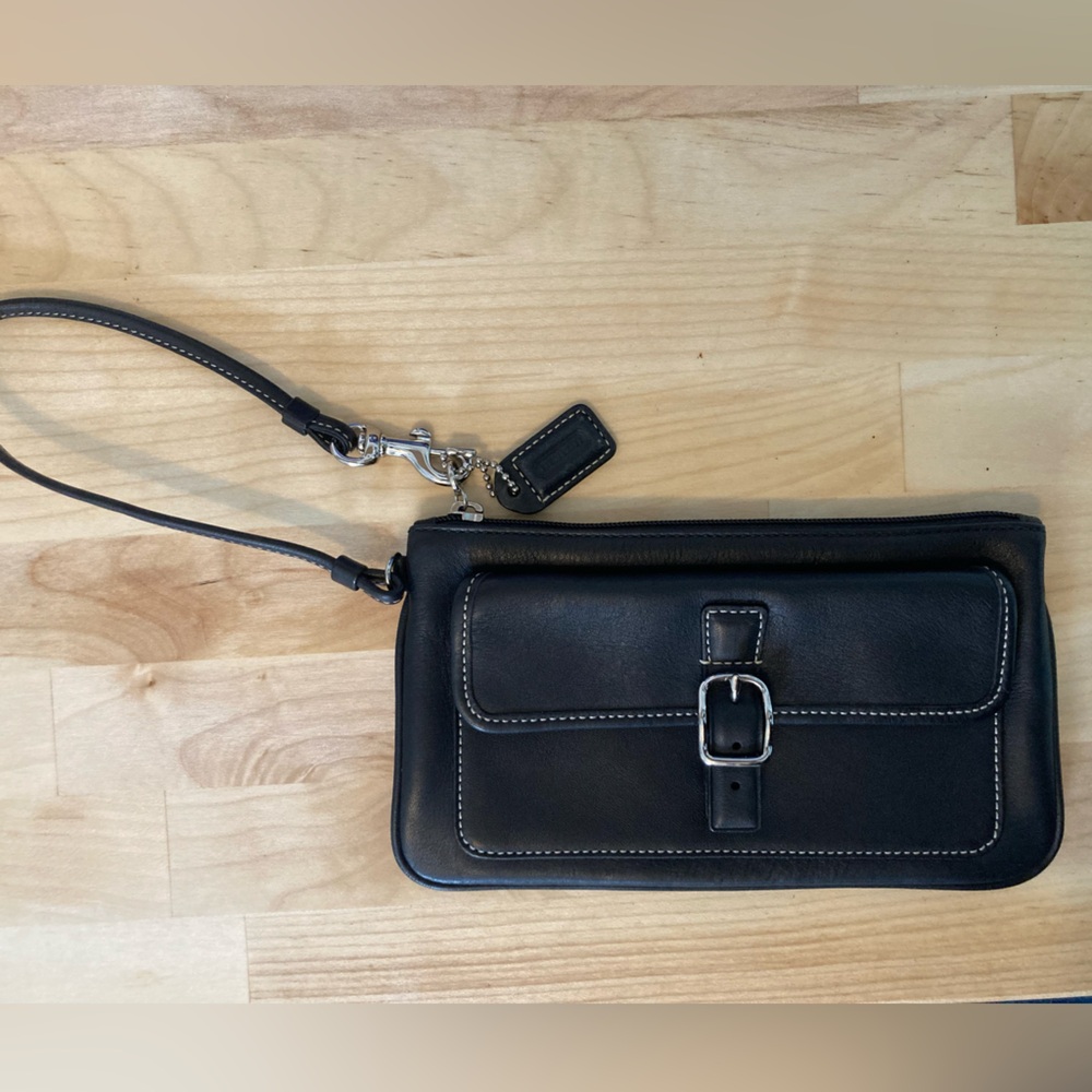 Coach Black Leather Wristlet with Buckle. Early 2000s bought never used.